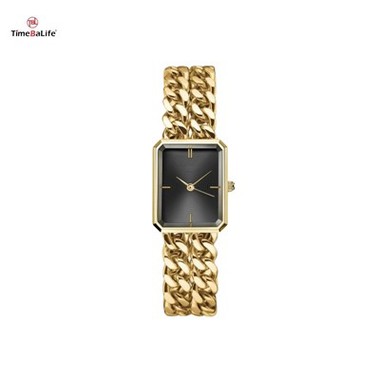 Orologio di lusso in gold in acciaio nero in oro in oro a doppia catena